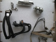 Części rowerowe: noski 4 szt, adapter kierownicy, hak, zacisk siodła.