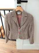 Elegancka beżowa biurowa marynarka 36S szampańska kremowa brązowa