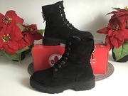 Czarne zamszowe trapery rozmiar 36. Złote sprzączki i oczka