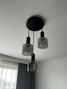 Lampa szare szkło 3 żarówki 