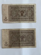 Oryginalna banknot 2 Rentenmark – Niemcy, 1937 r.