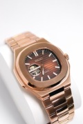 Zegarek Custom Seiko Mod Nautilus Open Heart Rose Gold