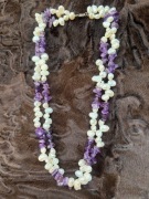 Naszyjnik z pereł hodowlanych, ametystu i srebra 925