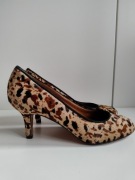 37 buty czółenka szpilki panterka skóra z futrem Zilian