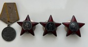 Zestaw 3 (trzech) Orderów Czerwonej Gwiazdy i Medalu za Zasługi Wojskowe
