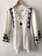 Luźna wiązana bluzka boho & Other Stories aztec haftowana ecru