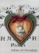 Dekoracyjne serce zawieszka shabby Prowansja vintage farmhouse decoupage 