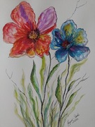 Obrazek - akwarela z kwiatami.