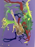 Obraz na płótnie autorski akryl gitara