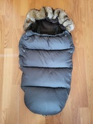 Oliwkowy śpiworek do wózka, sanek. Wodoodporny, cieplutki, z futerkiem. 