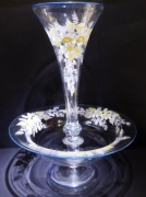 Szklana patera wazon flet malowana emalia XIXw