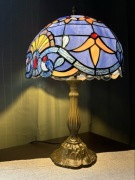 Lampa w stylu Tiffany Witrażowa , Fioletowa Secesja, 48 cm , Nowa , Vintage