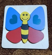 Playtive kolorowe, drewniane puzzle 2D Motyl