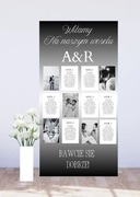 Ścianka tablica powitalna PVC stojąca z nogą ślub wesele plan stołów 