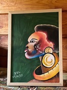 Afrykański obraz z Ghany sygnatura 3EL