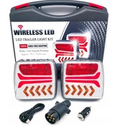 Lampy bezprzewodowe led tylne do przyczepy zestaw na magnes 12V 24V