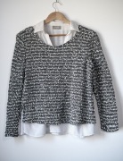 C&A XL bluzka damska 2w1 sweter z koszulą czarno biała elegancka