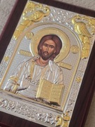 Piękna Ikona prawosławna bogatozdobiona JEZUS CHRYSTUS PANTOKRATOR. 