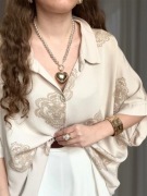 Koszula zgaszony beż Made In Italy premium oldmoney boho oversize 