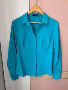 Niebieska elegancka koszula z długim rękawem, Simple - 38