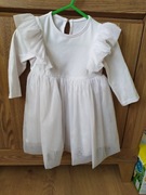 Sukienka niemowlęca biała, r. 80, bawełna tiul, chrzest lub inne okazje