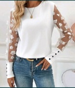 ASYMETRYCZNA BLUZKA SIATECZKOWE RĘKAW 