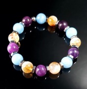 BRANSOLETKA KAMIEŃ CYTRYN AMETYST AKWAMARYN HEMATYT 10MM PREZENT DLA NIEJ