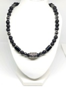 NASZYJNIK RUNA KAUNAN STAL NIERDZEWNA 316L KAMIEŃ TURMALIN LAWA HEMATYT 