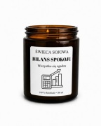 Świeca Sojowa ,,Bilans spokoju", knot drewniany, pomysł na prezent, 