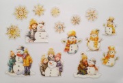 naklejki 15 szt holograficzne bałwanki dzieci żółty scrapbooking