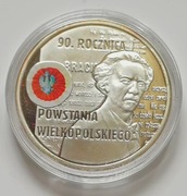 10 zl z 2008 r. srebrna moneta kolekcjon. 90 rocznica Powstania Wielkopolsk