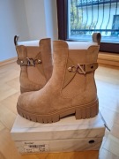 Ocieplane Botki Damskie Ze Złotym Detalem