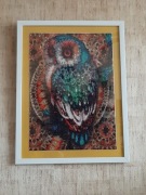 SOWA - GOTOWY HAFT DIAMENTOWY W RAMIE DREWNIANEJ 32,5X42,5 cm