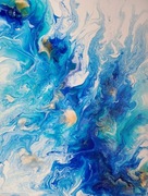 NOWOCZESNE MALARSTWO ABSTRAKCYJNE 30x24cm "MOC BŁĘKITU"