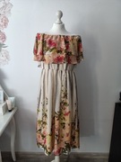 Sukienka zwiewna hiszpanka ASOS 38 M w kwiaty maxi