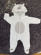 Kombinezon z kapturem z motywem pieska biały szary na suwak rozmiar 62