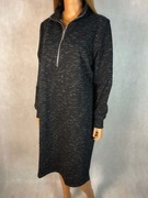 Sukienka sportowa midi czarna Bonprix 44 46 ciepła na polarze zamek casual