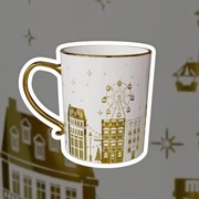 Kubek z motywem świątecznym złote kamieniczki glamour 350 ml Nowy