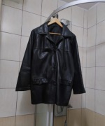kurtka skórzana L czarna vintage skóra elegancka Black leather sport retro 