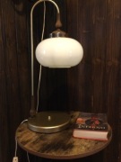 Lampa gabinetowa retro vintage drewno mosiądz