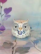 Lampion ceramiczny sowa niska ceramika Bolesławiec