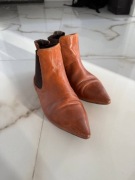 Skórzane botki damskie sztyblety 36, Made in Italy, brąz koniak