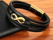 BRANSOLETKA SKÓRZANA Z ZAPIĘCIEM NA MAGNEZ  21 cm