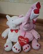 Maskotka, pluszak, dwa sloniki złączone trąbami z muzyką, 31 cm