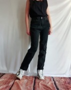 Jeansy Damskie z Wysokim Stanem Czarne Boohoo S 36