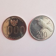 Monety, Indonezja 1000 rupii 2010 i 200 rupii 2008