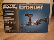 ZESTAW WKRĘTARKA + SZLIFIERKA KĄTOWA ERBAUER 18V + AKUMULATORY 4 + 2 Ah