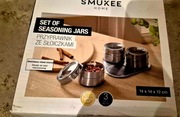 Przyprawnik ze słoiczkami 3 szt. i podstawka. Nowy.