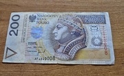 Banknot obiegowy 200zl Seria AF4340008