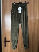 Spodnie dresowe damskie s/m Latynka welurowe khaki